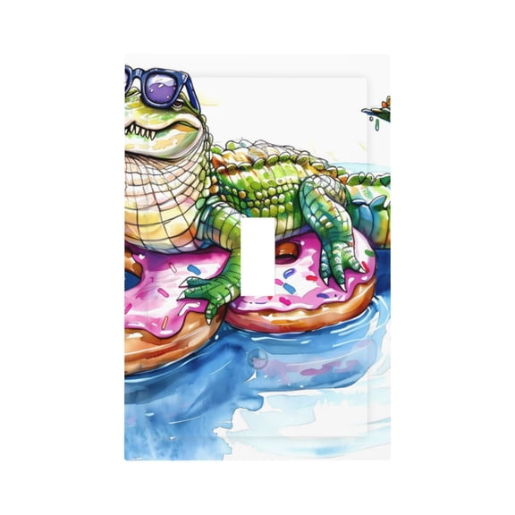 Kdxio Alligator Donut Pool Float Decorator Light Switch or Receptacle Outlet Wall Plate Decorator Wall Plate Child Safe Outlet Cover-Style T