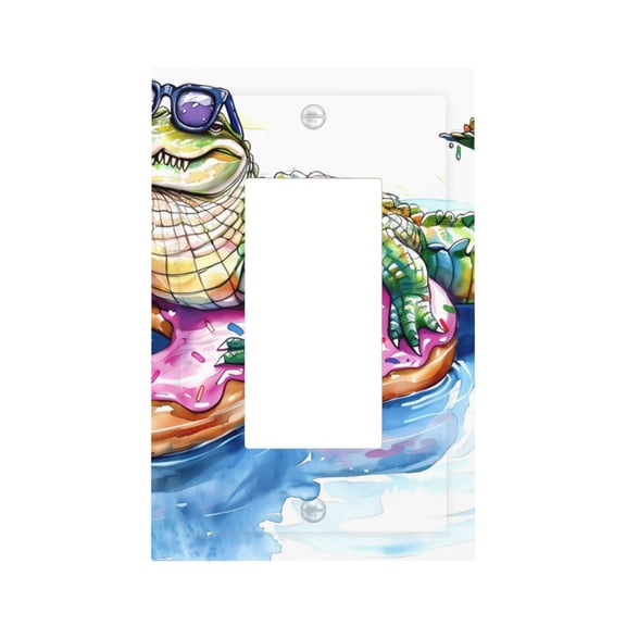 Kdxio Alligator Donut Pool Float Decorator Light Switch or Receptacle Outlet Wall Plate Decorator Wall Plate Child Safe Outlet Cover-Style U