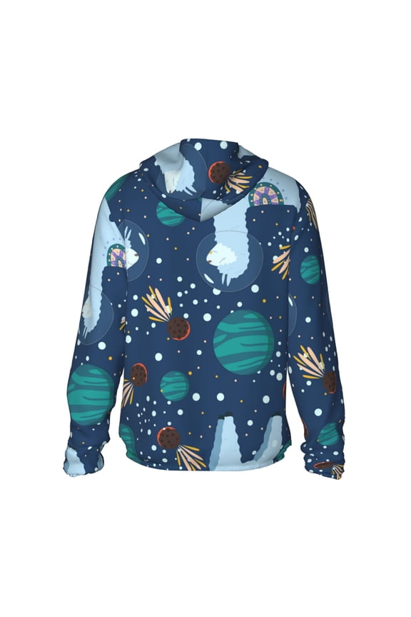Alpaca Astronaut in Space Print Women Men Sun Protection UPF 50+ Jackets Zip Up Long Sleeve Hoodie Hiking Lightweight with Pockets