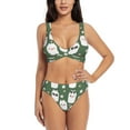 thumbnail image 1 of Kdxio Alpaca Faces Print Women's 2 Piece High Waisted Wrap Spaghetti Strap Summer Swimsuit Bikini Set-Large, 1 of 7