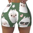 thumbnail image 1 of Kdxio Alpaca Faces Print Workout Shorts for Women Seamless Soft Smooth Gym Yoga Scrunch Active Shorts, 1 of 9