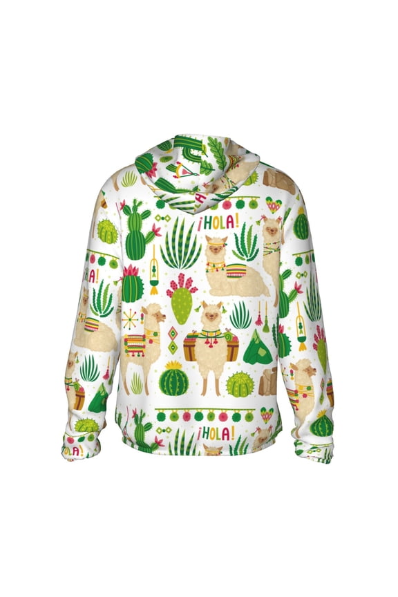 Alpaca and Cactus Print Women Men Sun Protection UPF 50+ Jackets Zip Up Long Sleeve Hoodie Hiking Lightweight with Pockets