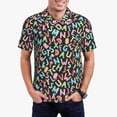 thumbnail image 1 of Kdxio Alphabet Print Men's Short Sleeve Polo Shirt,Midweight Men's Shirt, 1 of 5
