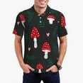 thumbnail image 1 of Kdxio Amanita Mushroom Print Men's Short Sleeve Polo Shirt,Midweight Men's Shirt, 1 of 5