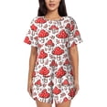 thumbnail image 1 of Kdxio Amanita Red Mushroom Print Pajamas Sets for Women Short-Sleeved Pjs with Lounge Shorts Two Piece Sleepwear S-4XL, 1 of 8