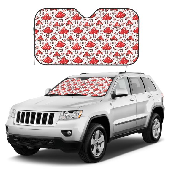 Kdxio Amanita Red Mushroom Print Windshield Sun Shade, Foldable Sun Blocker for Car,Truck,SUV Automotive Interior Sun Protection,Reflective Shade for Front Windshield(Small)