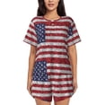 thumbnail image 1 of Kdxio America Flag Glitter Print Pajamas Sets for Women Short-Sleeved Pjs with Lounge Shorts Two Piece Sleepwear S-4XL, 1 of 1