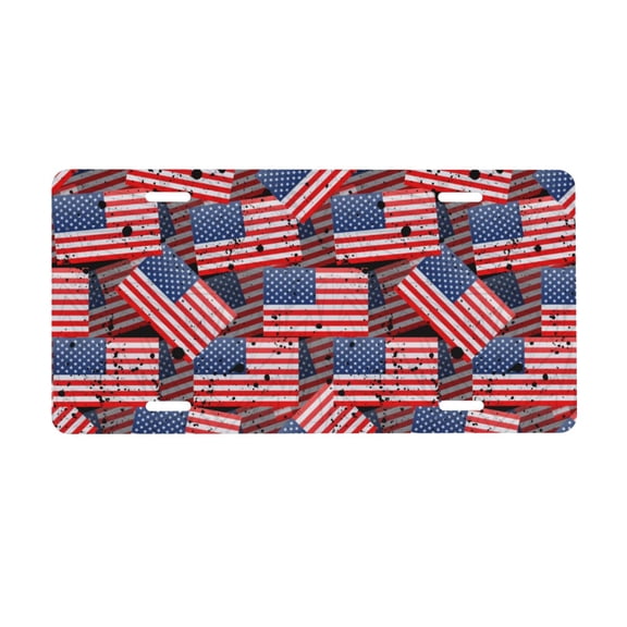 Kdxio America Flags1 License Plate Car Front License Plate Car Decoration Car Accessories Front Tag Plate Standard Size