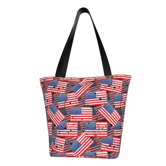 Kdxio America Flags1 Women Reusable Grocery Bags Foldable Ripstop,Reusable Shopping Bags for Shopping,Gym,Gift