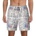thumbnail image 1 of Kdxio America Landmarks2 Print Men's Swim Trunks with Compression Liner 7 Inch Inseam Quick Dry Swim Shorts, 1 of 5
