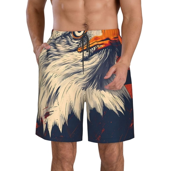 Kdxio American Bald Eagle A Pattern Mens Casual Shorts - Drawstring Summer Beach Sports Shorts for Men