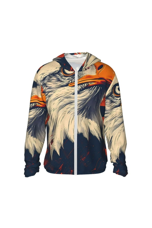 American Bald Eagle A Print Women Men Sun Protection UPF 50+ Jackets Zip Up Long Sleeve Hoodie Hiking Lightweight with Pockets