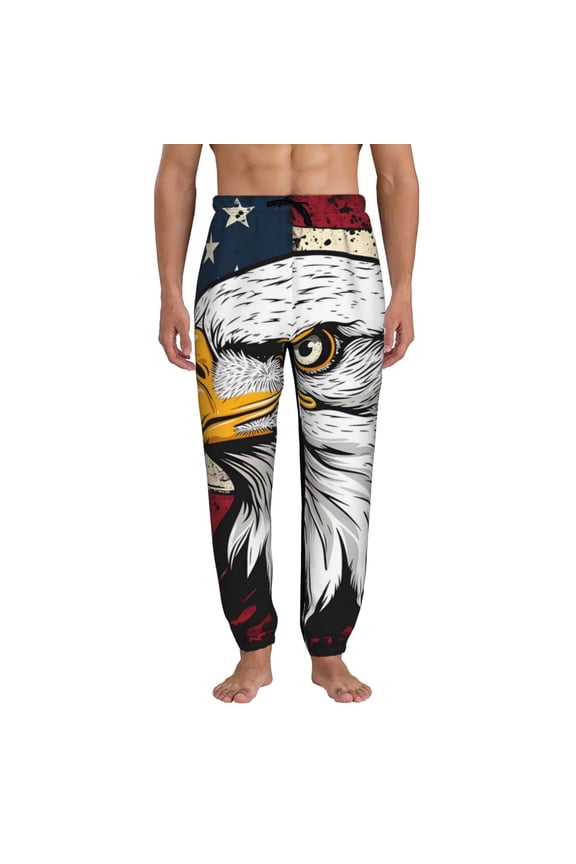 American Bald Eagle Pattern Joggers,Sweatpants for Men with Pockets-X-Large