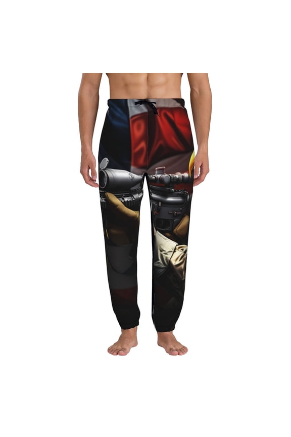 American Bald Eagle Warrior Pattern Joggers,Sweatpants for Men with Pockets-3X-Large