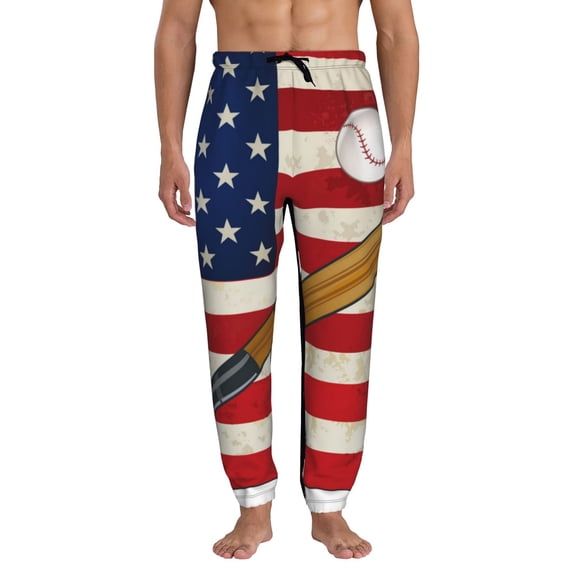 Kdxio American Flag And Baseball Pattern Joggers,Sweatpants for Men with Pockets-Small