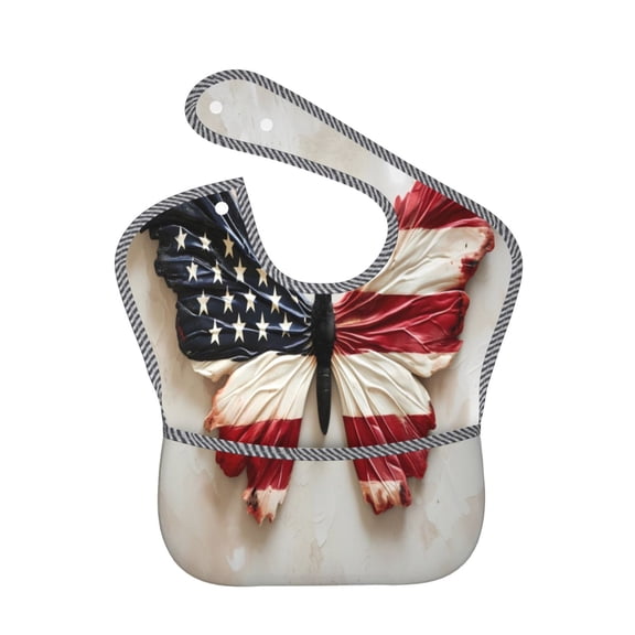Kdxio American Flag Butterfly Wall Bibs For Babies, Baby Bibs for Eating, Toddler Bibs, Waterproof Bibs, Feeding Bibs, for Toddlers, Boys, Girls