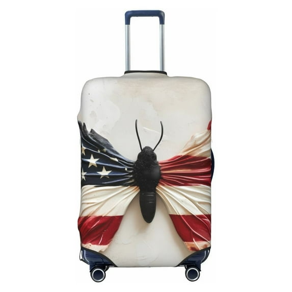 Kdxio American Flag Butterfly Wall Pattern Luggage Cover for Travel,Elastic and Durable,Fits 18-32 Inch,Anti-Scratch Suitcase Protector-No luggage included