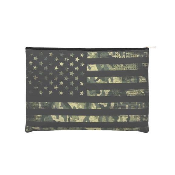 Kdxio American Flag Camo Makeup Bag Toiletry Bag Canvas Makeup Bags Zipper Cosmetic Pouch Travel Cosmetic Pouch for Women Gifts