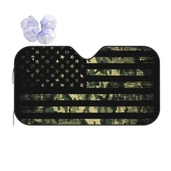 Kdxio American Flag Camo Print Front Windshield Sun Shade,Folding Auto Sunshade for Car Truck SUV-Medium
