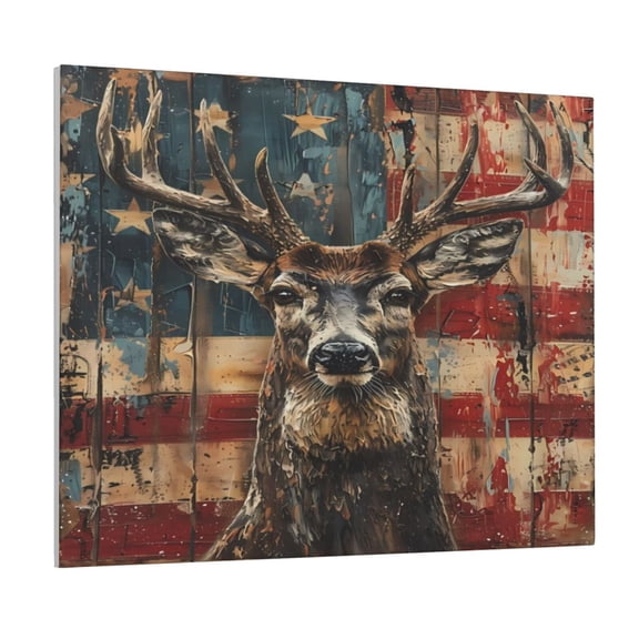 Kdxio American Flag Deer Art Pattern Canvas Wall Art for Living Room Wall Decor for Bedroom Bathroom Modern Framed Canvas Art Prints Ready to Hang,Horizontal