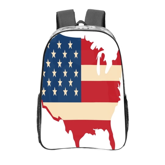 Kdxio American Flag Map Clear Backpack, Transparent Bookbag for School for Women Men, Capacity Clear Bag for College, Travel