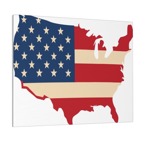 Kdxio American Flag Map Pattern Canvas Wall Art for Living Room Wall Decor for Bedroom Bathroom Modern Framed Canvas Art Prints Ready to Hang,Horizontal