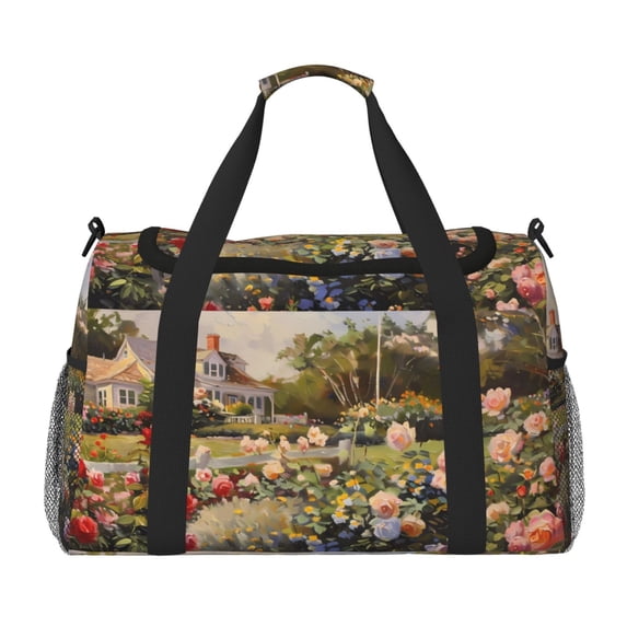 Kdxio American Flag Rose Garden Travel Duffel Bag Gym Bag Weekender Travel Bag Gym Bag for Women &Men Airplane Travel Essentials for Flying