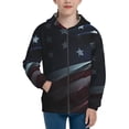 thumbnail image 1 of Kdxio American Flag Waving Print Pattern Kids Boys Girls Zip Up Hoodie 3D Printed Hooded Sweatshirt Hoody Coat with Pocket 7-12 Y-Small, 1 of 6