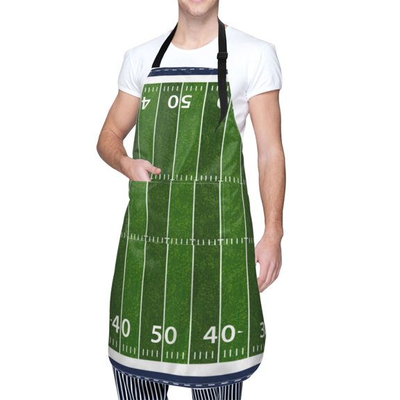 Kdxio American Football Field Apron with Pockets Adjustable Kitchen Aprons for Men Women Waterproof Aprons for Cooking,Drawing,Crafting, Baking Household Cleaning