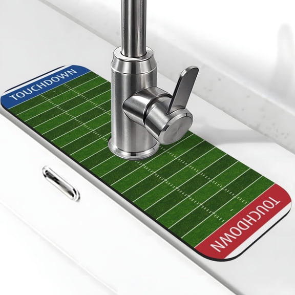 Kdxio American Football Field Pattern Non-Slip Diatom Mud Faucet Drain Pad,Self Absorbent Mat for Kitchen Sink for Variety Kitchen & Bathroom Countertops