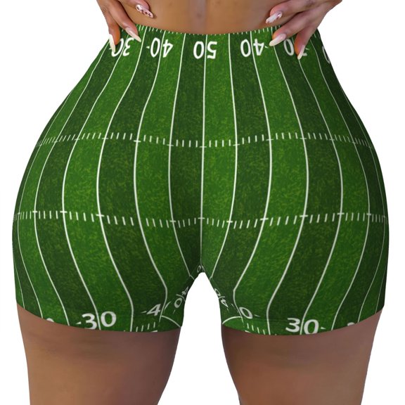 Kdxio American Football Field Print Workout Shorts for Women Seamless Soft Smooth Gym Yoga Scrunch Active Shorts