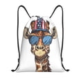 thumbnail image 1 of Kdxio American Giraffe Style Print Drawstring Backpack Bag,Waterproof Draw String Back Sack, Gym Drawstring Bags Swim Bag For Unisex, 1 of 5