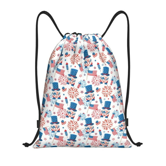 Kdxio American Gnomes Print Drawstring Backpack Bag,Waterproof Draw String Back Sack, Gym Drawstring Bags Swim Bag For Unisex