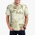 thumbnail image 1 of Kdxio American Monuments Print Men's Short Sleeve Polo Shirt,Midweight Men's Shirt-Medium, 1 of 5