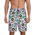 thumbnail image 1 of Kdxio American Musical Print Mens Sleep Shorts Bottoms Soft Comfy Pajama Wear Pants with Drawstring Pockets, 1 of 5