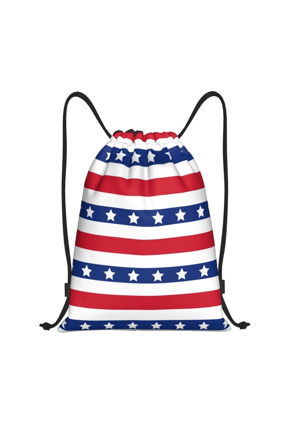 American Patriotic Stars And Stripes Print Drawstring Backpack Bag,Waterproof Draw String Back Sack, Gym Drawstring Bags Swim Bag For Unisex