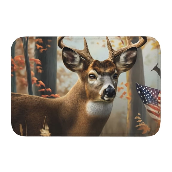 Kdxio American Wildlife Deer Forest,16" x 24", Non-Slip Front Door Mats,Outdoor Welcome Mat Washable