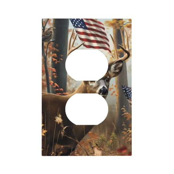 Kdxio American Wildlife Deer Forest Decorator Light Switch or Receptacle Outlet Wall Plate Decorator Wall Plate Child Safe Outlet Cover-Style S