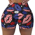 thumbnail image 1 of Kdxio American With Lips Print Workout Shorts for Women Seamless Soft Smooth Gym Yoga Scrunch Active Shorts, 1 of 5