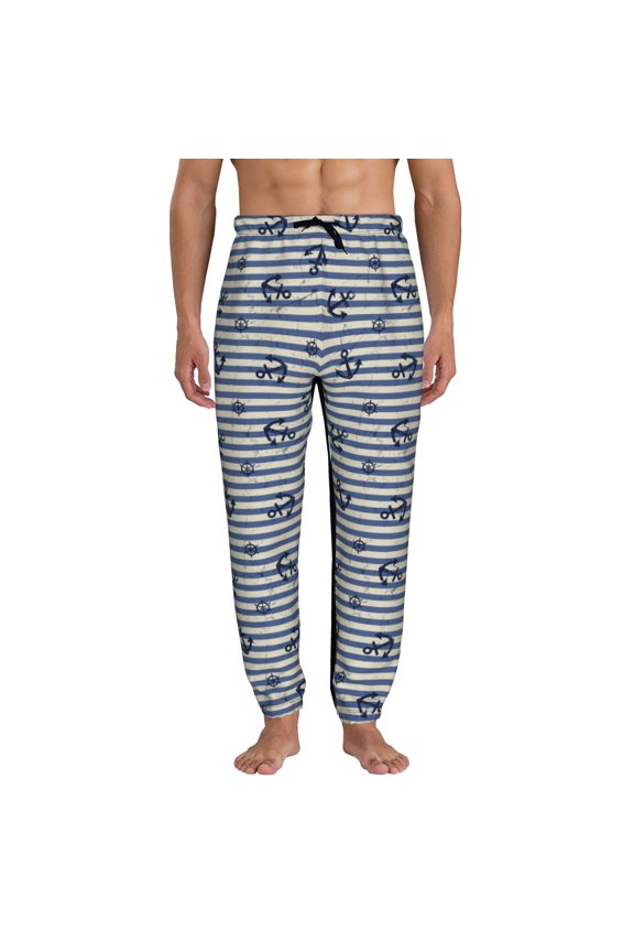 Anchors And Steering Wheel Pattern Joggers,Sweatpants for Men with Pockets-XX-Large