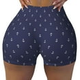 thumbnail image 1 of Kdxio Anchors Heart Blue Print Workout Shorts for Women Seamless Soft Smooth Gym Yoga Scrunch Active Shorts, 1 of 9