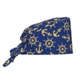 thumbnail image 1 of Kdxio Anchors and Nautical Pattern Turban Hat for Women Men Comfortable Adjustable Cleaning Working Cap with Sweatband, 1 of 8