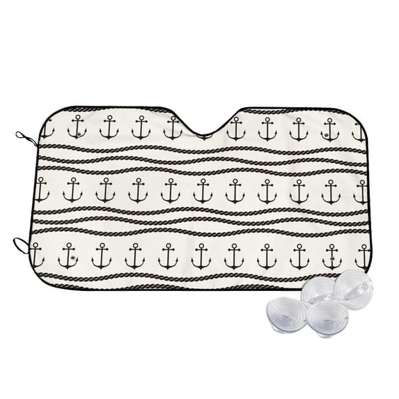 Kdxio Anchors and Ropes Print Windshield Sun Shade,UV Rays and Sun Heat Protection,Sunshade for Car Windshield,Car Shade Front Windshield - Medium