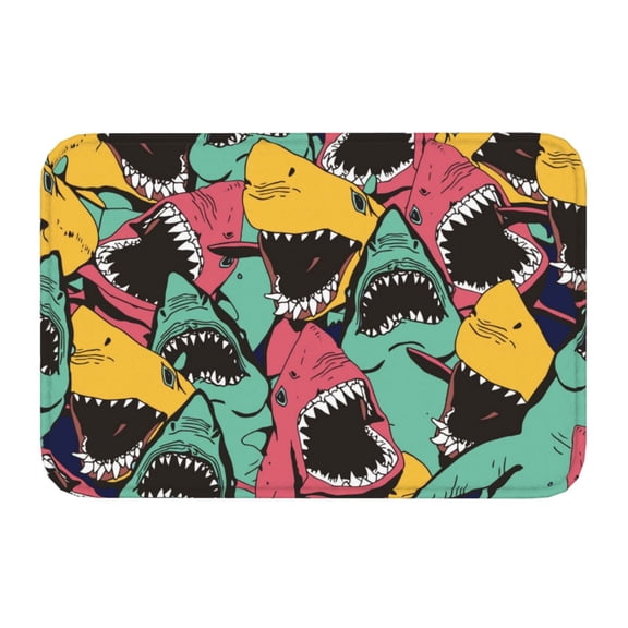 Kdxio Angry Shark Pattern,16" x 24", Non-Slip Front Door Mats,Outdoor Welcome Mat Washable