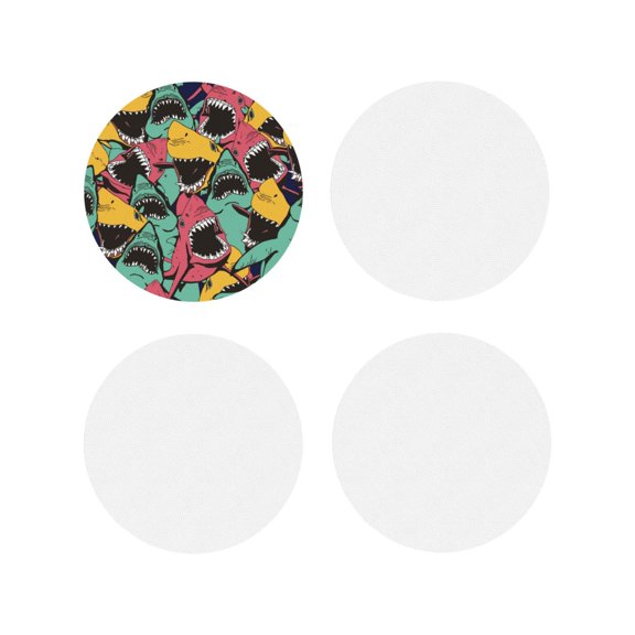 Kdxio Angry Shark Pattern Funny Coasters,4 Pcs Leather Coasters,Housewarming Gifts,Protect Furniture From Water Marks Scratch And Damage