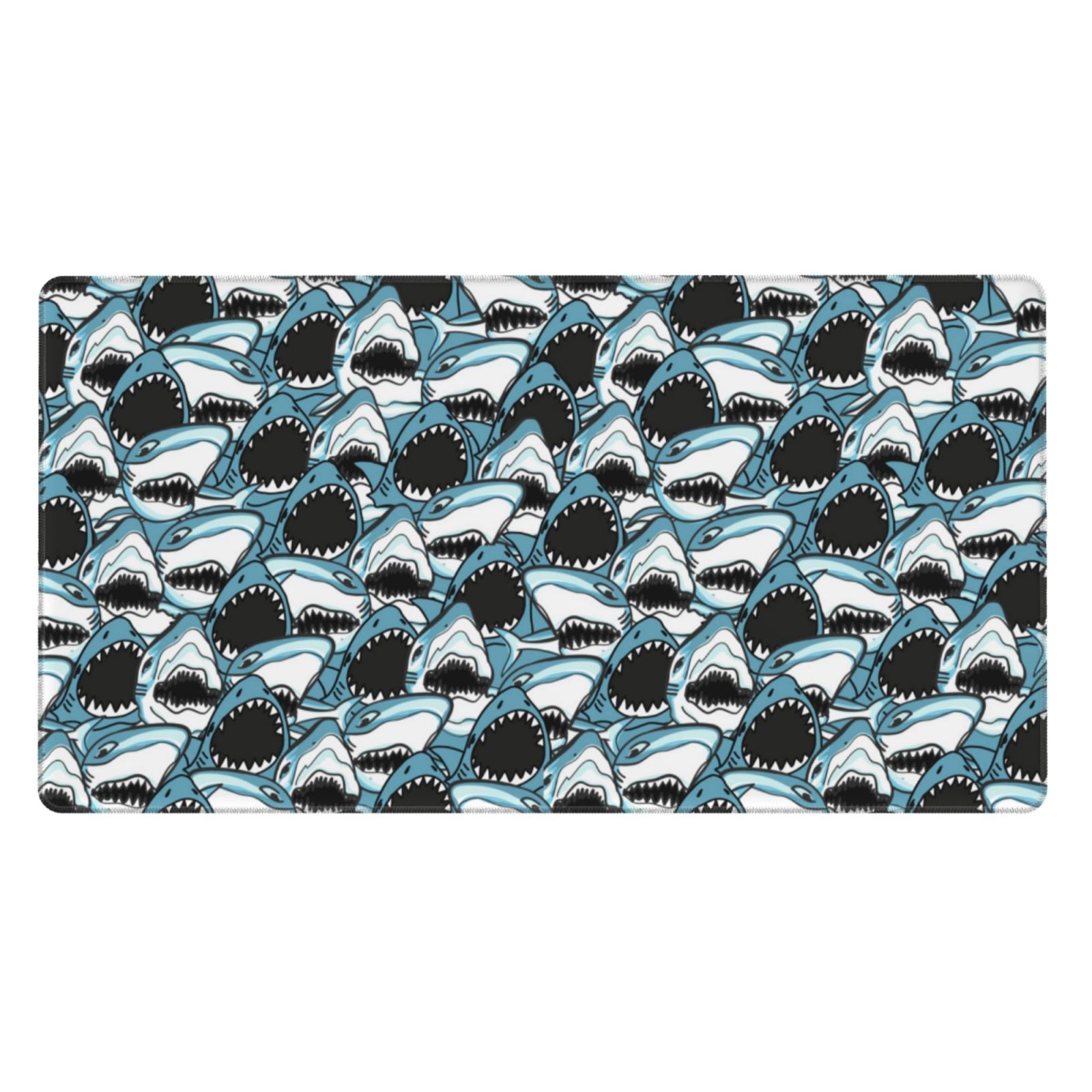Kdxio Angry Shark Print Large Gaming Mouse Pad,Non-Slip Base,Water Resist Keyboard Pad for Gamer,Office & Home,29.5 x 15.8 in