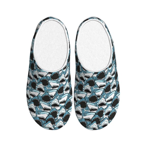 Kdxio Angry Shark Women's Men's Slippers Plush Slip-On House Slipper for Winter Indoor Soft Cushion Non-slip Fluffy Slides Slippers-11