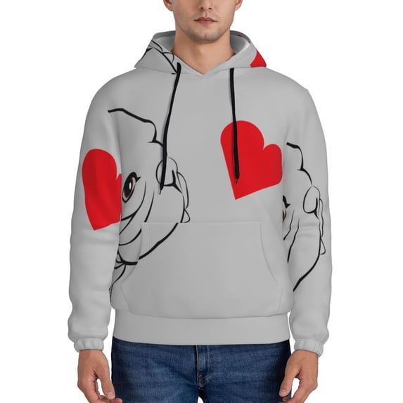 Kdxio Animal Bulldog1 Print Mens Casual Hooded Collar Drawstring Hoodies Pullover Sweatshirts Casual Long Sleeve Shirts-3X-Large