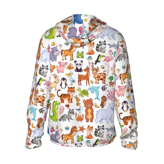 Kdxio Animal Cartoon Style Print Women Men Sun Protection UPF 50+ Jackets Zip Up Long Sleeve Hoodie Hiking Lightweight with Pockets