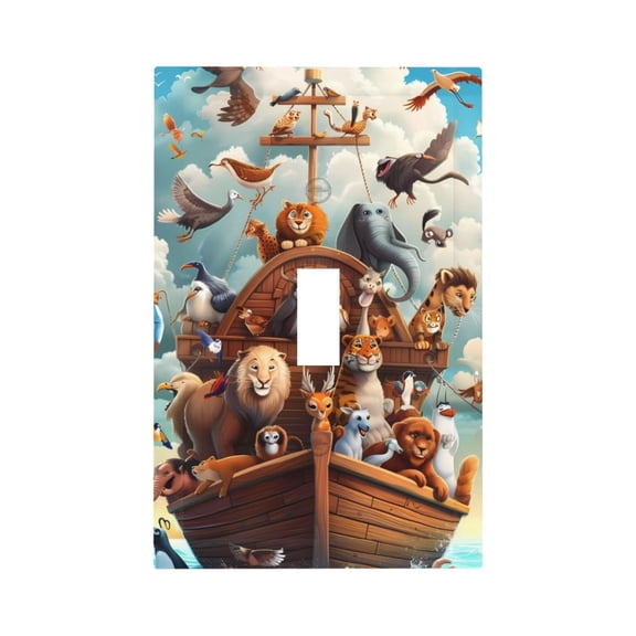 Kdxio Animal Filled Noahs Ark Decorator Light Switch or Receptacle Outlet Wall Plate Decorator Wall Plate Child Safe Outlet Cover-Style T